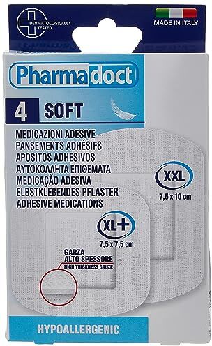 GIMA Pharmadoct 110154, Cerotti, 1 Confezione da 4 Pezzi (2 XL da 7, 5x7, 5cm e 2 XXL da 7, 5x10cm)