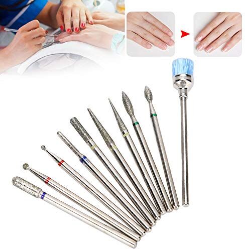 ZJchao 10pcs punte per trapano per nail art rimozione della pelle morta lucidatura trapano per unghie elettrico testa della macchina utensile con scatola di immagazzinaggio, per la casa/salone di bellezza