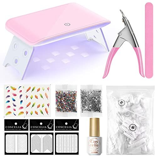 COSCELIA 12W UV/LED Lampada per unghie strass Nail Art Unghie Finte Tool Kit Kit Gel per unghie Strumenti per manicure