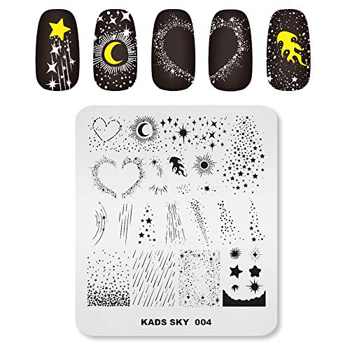 KADS Set di piatti per nail art e stampaggio di stencil con motivo meteorite con piastre di timbratura, organizer (SK004)