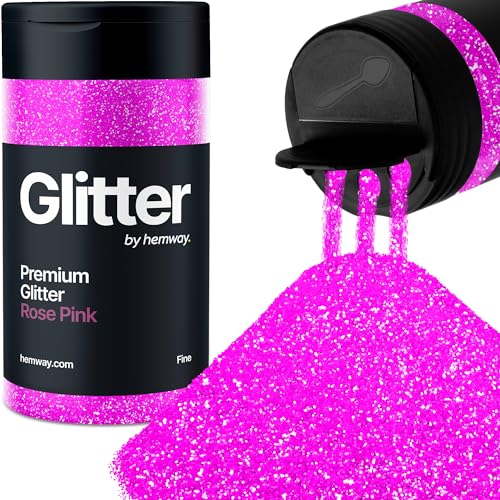 Hemway Rosa Rosa Porporina Fine 130g/4.6oz Polvere Metallica Resina Artigianale Glitter Flake Paillettes per Bicchieri Epossidici, Capelli Viso Corpo Occhi Nail Art Festival