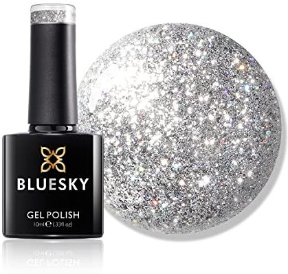 BLUESKY Smalto gel per unghie BDP08 BDP08 Dietro la maschera Glitter argentato, 10 ml (richiede polimerizzazione sotto lampada UV o LED)