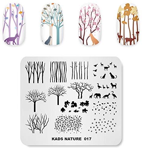 KADS , piastra per stampaggio per unghie, con dente di leone, erba e natura, per decorazioni e nail art fai-da-te