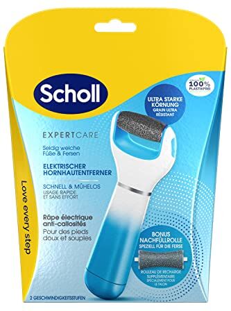 Scholl Expert Care, rimozione dei calli per piedi morbidi come la seta, rimozione dei calli elettrico veloce e senza sforzo (con rullo di minerali marini per risultati precisi, 1 dispositivo con