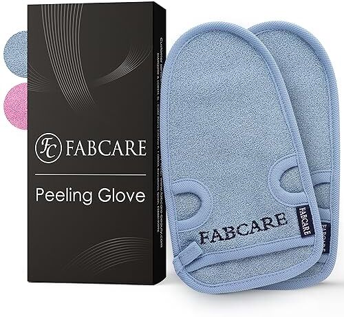 FABCARE Guanto Esfoliante Corpo Premium Guanto di Crine pulisce i pori del corpo e del viso spugna doccia per peeling e scrub corpo BONUS 2 ventose ed ebook guanto peeling 2 pezzi