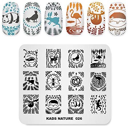 KADS , stencil per unghie, motivo: dente di leone, erba e natura, per decorazioni e nail art fai-da-te