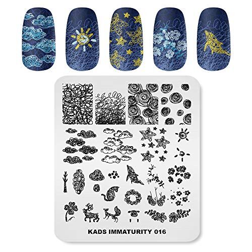 KADS , set di piatti per nail art, modello di immagine, stencil con piastre di timbratura, organizer (IM016)