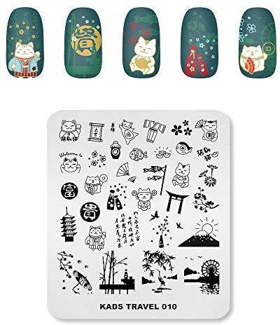 KADS TR010) Set di piatti per timbratura per nail art, motivo: stencil