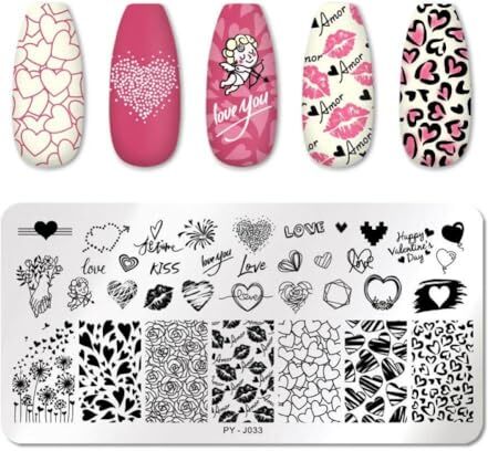 Generic Valentine Stamp Stamping Platto Per Il Cuore Unghie Design Stencil Unghie Modello Art Per Chiodo Strumenti Per Smalto Per Unghie Accessori Per Nail Art