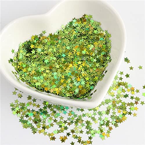 ECOLFE finiture per il cucito, Paillettes Mini Star con paillettes Paillette laser PET ultrasottili con paillettes for decorazioni for matrimoni for manicure for unghie (Color : LB601 laser green, Size : 4