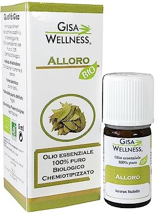 Gisa Wellness ALLORO Olio Essenziale Bio 100% Puro e Naturale [5ml] Alimentare Aromaterapia Cura della Persona Benessere Made in Italy