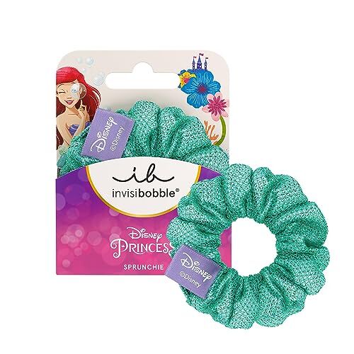 invisibobble KIDS Disney Ariel Scrunchie Verde con glitter, Set di 1   Scrunchies esclusivi per bambini   Scrunchies esclusivi per bambini