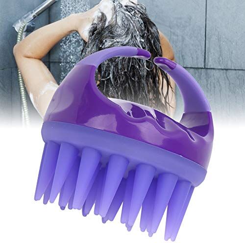 ZJchao Spazzola massaggiatore manuale Massaggiatore manuale, spazzola per massaggio del cuoio capelluto in silicone pulisce le radici dei capelli, spazzola per shampoo per la pulizia dei capelli(viola)