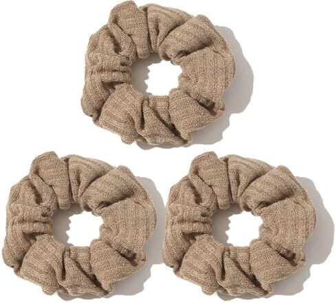 CCYXFB 3 Pezzi Scrunchies Per Capelli Nessun Danno, Spessi Elastici Capelli Donna, Morbide Accessori Capelli Bambina-Marrone-D: 11cm(4.3inch)