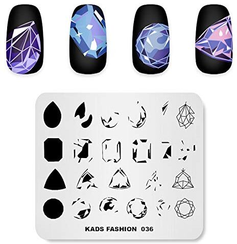 KADS FA036 Stampaggio per unghie con strass per nail art, modello fai da te per manicure e stampaggio a piastra per stencil