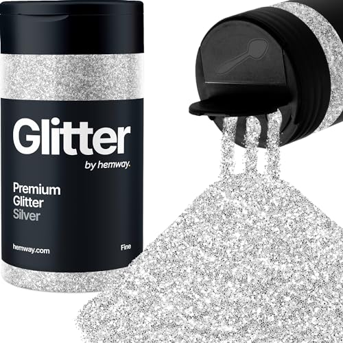 Hemway Argento Porporina Fine 130g/4.6oz Polvere Metallica Resina Artigianale Glitter Flake Paillettes per Bicchieri Epossidici, Capelli Viso Corpo Occhi Nail Art Festival