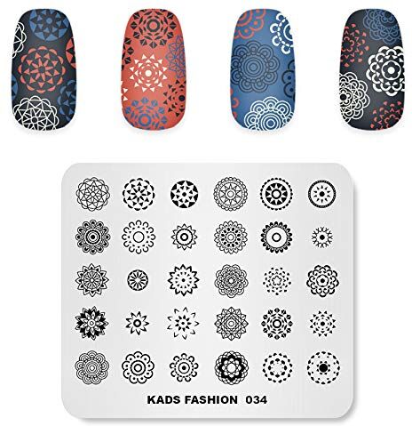 KADS FA034 Timbro per nail art, modello fai da te, per manicure e stampaggio a piastra per stencil