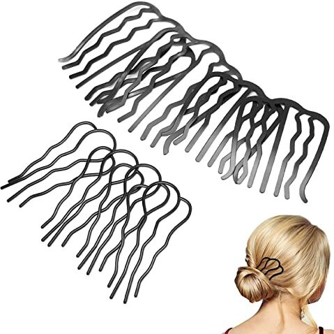 ZJchao Forcelle a Forma di U Clip Bastone per Capelli Vintage per Donne,Metallo rivestimento nero Vintage elegante U a forma di capelli pettini laterali, 8pezzi