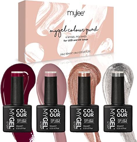 MYLEE MyGel by  Quad Goals Set Smalto per Unghie Gel Semipermanente 4x10ml UV/LED Nail Art Manicure Pedicure per Uso Professionale e Domestico Lunga Durata e Facile da Usare