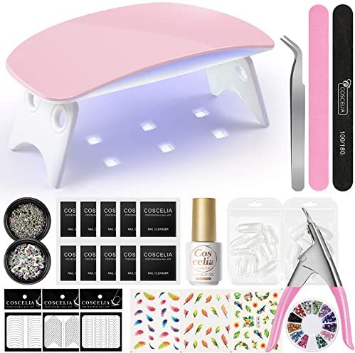 COSCELIA Strass Nail Art Unghie Finte 9W UV/LED Nail Lampada Tool Kit Kit Gel per unghie Strumenti per manicure Adesivi