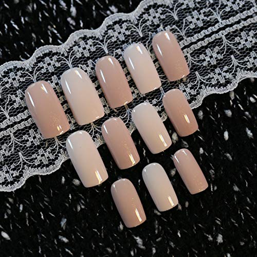 EchiQ URTJSDG Unghie Finte Press On Nail Kit Milk White Matte Square Suggerimenti per Unghie Finte Suggerimenti per Manicure Fai da Te di qualità Media 24 Count