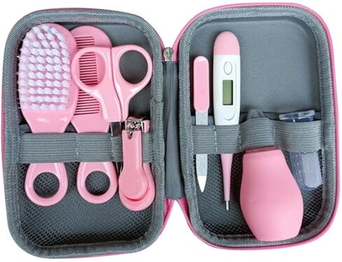 OnIUeZky 8 pezzi/set kit di toelettatura per bambini, kit sanitario e toelettatura per bambini, kit per unghie per bambini sicuro per capelli set di vivai neonati essenziale con custodia di stoccaggio 1