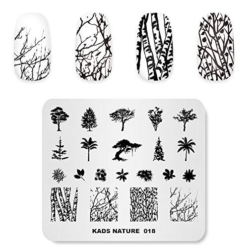 KADS , piastra per stampaggio per unghie, con dente di leone, erba e natura, per decorazioni e nail art fai-da-te