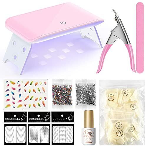 COSCELIA 12W UV / LED Lampada per unghie strass Nail Art Unghie Finte Tool Kit Kit Gel per unghie Strumenti per manicure