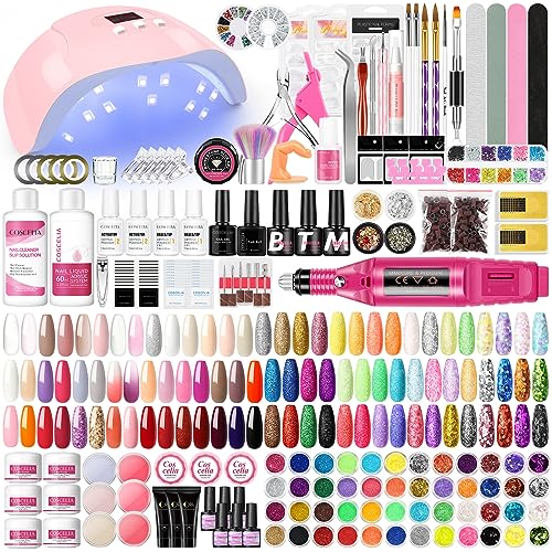 COSCELIA Kit Manicure Semipermanente Poly UV Smalto Gel Led Lampada Unghie Semipermanente Accessori Manicure