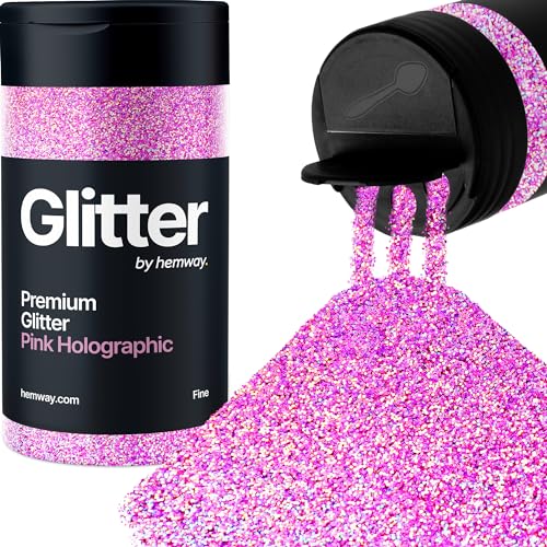 Hemway Rosa Olografico Porporina Fine 130g/4.6oz Polvere Metallica Resina Artigianale Glitter Flake Paillettes per Bicchieri Epossidici, Capelli Viso Corpo Occhi Nail Art Festival