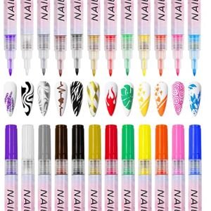 Forhome 12 Pezzi 3D Nail Art Pen, 12 Pezzi Smalto in Penna per Pittura Decorazioni Unghie per Disegno, Penna per Nail Art Fai Da te per fai da te nail art bellezza decorazioni manicure regalo