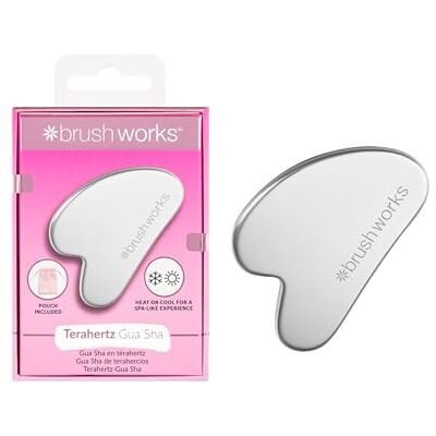 Brushworks Terahertz Gua Sha with Pouch – Terahertz Stone Facial Scraper, Skincare Massage Tool for Lifting, Sculpting & Glow, Rapid Cooling and Warming for Puffiness and Tension Brushworks Terahertz Gua Sha with Pouch – Terahertz Stone Facial Scraper, Skincare Massage Tool for Lifting, Sculpting & Glow, Rapid Cooling and Warming for Puffiness and Tension