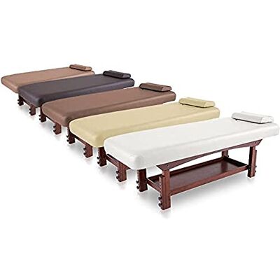 Quirumed Lettino SPA fisso in legno, colore marrone, lettino da massaggio, altezza regolabile, similpelle, cuscino, foro facciale, base color wengè, stabile, imbottitura ad alta densità Quirumed Lettino SPA fisso in legno, colore marrone, lettino da massaggio, altezza regolabile, similpelle, cuscino, foro facciale, base color wengè, stabile, imbottitura ad alta densità