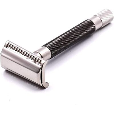 THE SEMI SLANT, rasoio di sicurezza Double Edge e 5 ricariche per lame Parker Manico in ottone massiccio grigio grafite elettrolitico Offre una rasatura da barbiere a casa THE SEMI SLANT, rasoio di sicurezza Double Edge e 5 ricariche per lame Parker Manico in ottone massiccio grigio grafite elettrolitico Offre una rasatura da barbiere a casa