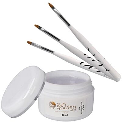 Sun Gel in fibra di vetro UV trasparente, 30 ml + set di pennelli Sun Gel in fibra di vetro UV trasparente, 30 ml + set di pennelli