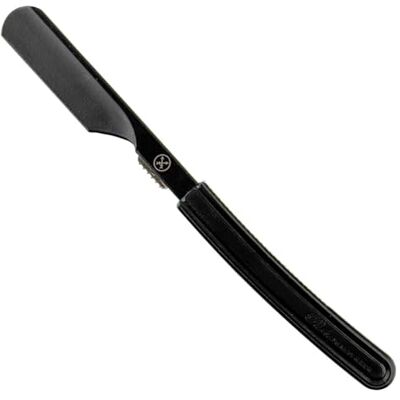 Parker Rasoio da barbiere a mano libera non pieghevole Director Black Rasoio in stile giapponese con braccio in acciaio inossidabile, cappuccio di protezione della lama e impugnatura ergonomica Parker Rasoio da barbiere a mano libera non pieghevole Director Black Rasoio in stile giapponese con braccio in acciaio inossidabile, cappuccio di protezione della lama e impugnatura ergonomica