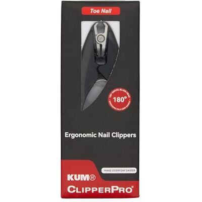 KUM Tagliaunghie ergonomico Clipper Pro per unghie dei piedi, lame ruotabili a 180°, in acciaio inossidabile KUM Tagliaunghie ergonomico Clipper Pro per unghie dei piedi, lame ruotabili a 180°, in acciaio inossidabile
