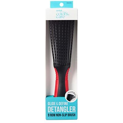 Kiss Glide & Define Spazzola districante a 9 file, antiscivolo, grande, nera, per capelli spessi e ricci, senza grovigli, liscia, risultati eleganti, antistatica, robusta e antiscivolo Kiss Glide & Define Spazzola districante a 9 file, antiscivolo, grande, nera, per capelli spessi e ricci, senza grovigli, liscia, risultati eleganti, antistatica, robusta e antiscivolo