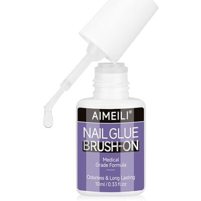 AIMEILI Colla per Unghie Finte, Nail Glue for Nail Tip Press on Nails 10ml Colla per Unghie Senza Lampada, Glue Unghie per Tips, Colla per Tip con Pennello, Facile da Usare AIMEILI Colla per Unghie Finte, Nail Glue for Nail Tip Press on Nails 10ml Colla per Unghie Senza Lampada, Glue Unghie per Tips, Colla per Tip con Pennello, Facile da Usare
