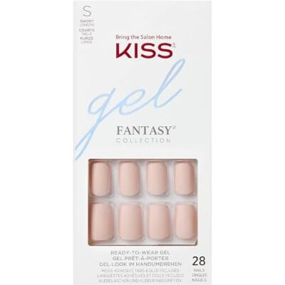 Kiss Gel Fantasy "The Little Things" Nude Matt Set di 28 unghie finte Press On di qualità da salone da incollare, 2 g di colla per unghie, 1 bastoncino per manicure, 1 mini lima Kiss Gel Fantasy "The Little Things" Nude Matt Set di 28 unghie finte Press On di qualità da salone da incollare, 2 g di colla per unghie, 1 bastoncino per manicure, 1 mini lima