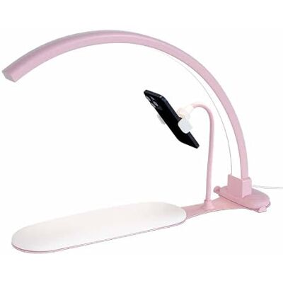 Dalumian Lampada a mezzaluna da 23,62" per scrivania per unghie, lampada da scrivania per unghie con supporto per telefono, luce ad anello a LED in lega di alluminio e PVC per manicure(Pink,2PCS) Dalumian Lampada a mezzaluna da 23,62" per scrivania per unghie, lampada da scrivania per unghie con supporto per telefono, luce ad anello a LED in lega di alluminio e PVC per manicure(Pink,2PCS)