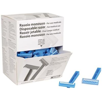 GIMA Rasoi chirurgici monouso non sterili con lama in acciaio inox, monolama, confezione 100 pezzi, GIMA Rasoi chirurgici monouso non sterili con lama in acciaio inox, monolama, confezione 100 pezzi,