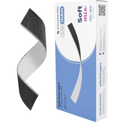 Staleks PRO 25 pezzi di ricambio per lime double face PapmAm MIX con schiuma morbida. Per base di lime dritto. Expert (grana 100/180) Staleks PRO 25 pezzi di ricambio per lime double face PapmAm MIX con schiuma morbida. Per base di lime dritto. Expert (grana 100/180)