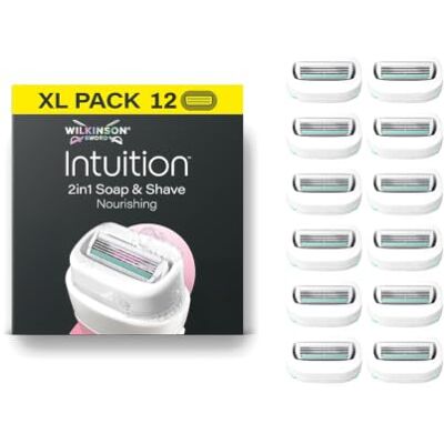 Wilkinson Sword Lamette Intuition Ultra Moisture per donne, non richiede gel da barba, confezione da 12 ricariche per rasoio Wilkinson Sword Lamette Intuition Ultra Moisture per donne, non richiede gel da barba, confezione da 12 ricariche per rasoio