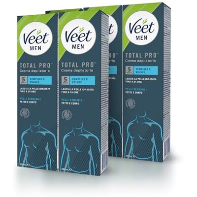 VEET x5 For Men, Crema Depilatoria, per Uomo, Pelli Sensibili, Per Petto, Gambe e Braccia, 200ml, 5 Confezioni, Maxi formato VEET x5 For Men, Crema Depilatoria, per Uomo, Pelli Sensibili, Per Petto, Gambe e Braccia, 200ml, 5 Confezioni, Maxi formato
