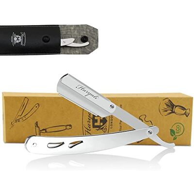 Haryali London Rasoio Mano Libera Lama Barba Rasoio a Mano Libera Professionale Maniglia in Acciaio Inox Con Lamette Da Barba E Custodia Protettiva Rasoio Da Barbiere (Argento) Haryali London Rasoio Mano Libera Lama Barba Rasoio a Mano Libera Professionale Maniglia in Acciaio Inox Con Lamette Da Barba E Custodia Protettiva Rasoio Da Barbiere (Argento)