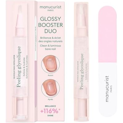 Manucurist Glossy Booster Duo Manicure Giapponese Trattamento Naturale con Peeling Glicolico e Lima Lucidante Per Unghie Naturali Brillanti Manucurist Glossy Booster Duo Manicure Giapponese Trattamento Naturale con Peeling Glicolico e Lima Lucidante Per Unghie Naturali Brillanti