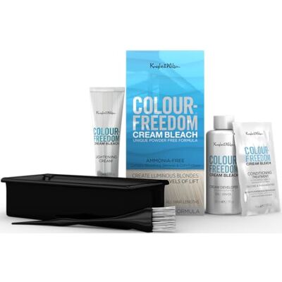 Knight & Wilson Color-Freedom, crema per capelli con formula senza ammoniaca, solleva fino a 8 tonalità, protegge e ripara mentre schiarisce. Kit completo di sbiancamento con ciotola e pennello, la Knight & Wilson Color-Freedom, crema per capelli con formula senza ammoniaca, solleva fino a 8 tonalità, protegge e ripara mentre schiarisce. Kit completo di sbiancamento con ciotola e pennello, la