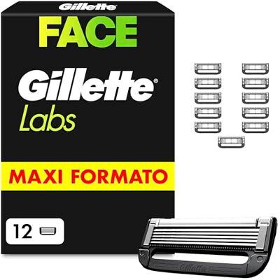 Gillette Labs Lamette di Ricambio per Rasoio Barba Manuale, Confezione da 12 Lamette Labs di Ricambio, Compatibili con labs con Barra Esfoliante e Heated Razor, Cartucce Rasoio Uomo Gillette Labs Lamette di Ricambio per Rasoio Barba Manuale, Confezione da 12 Lamette Labs di Ricambio, Compatibili con labs con Barra Esfoliante e Heated Razor, Cartucce Rasoio Uomo