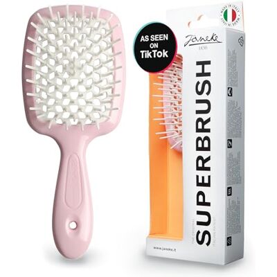 Jäneke Superbrush Spazzola districante per capelli morbidi e leviganti con setole antistatiche, spazzola ventilata per capelli bagnati per asciugatura, perfetta per capelli ricci, spessi, ondulati e Jäneke Superbrush Spazzola districante per capelli morbidi e leviganti con setole antistatiche, spazzola ventilata per capelli bagnati per asciugatura, perfetta per capelli ricci, spessi, ondulati e